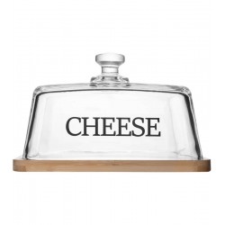 Queijeira 20,5x18,5x12cm Com Base Em Bambu Basic Vidro